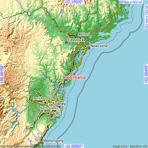 Topographic map of The Entrance