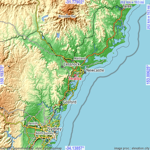 Topographic map of Teralba