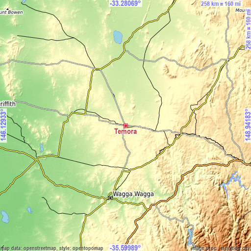 Topographic map of Temora