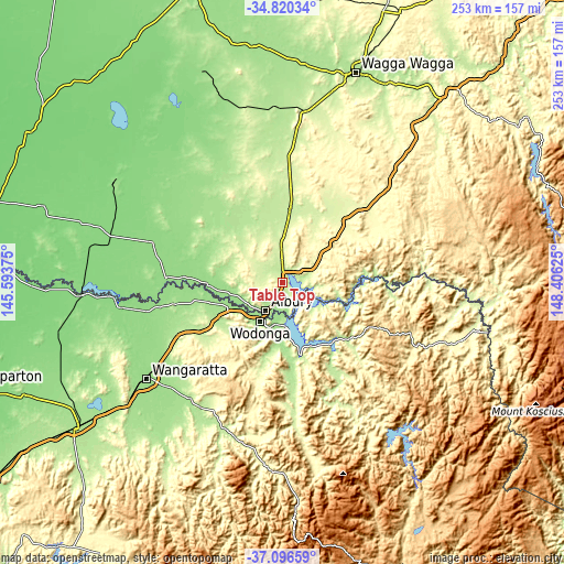 Topographic map of Table Top