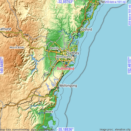 Topographic map of Sutherland