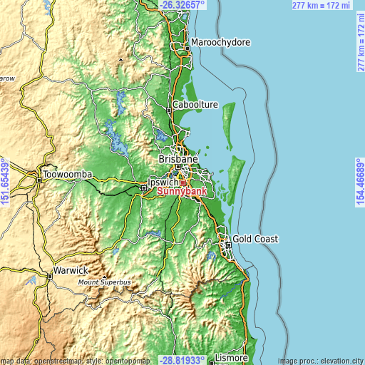 Topographic map of Sunnybank