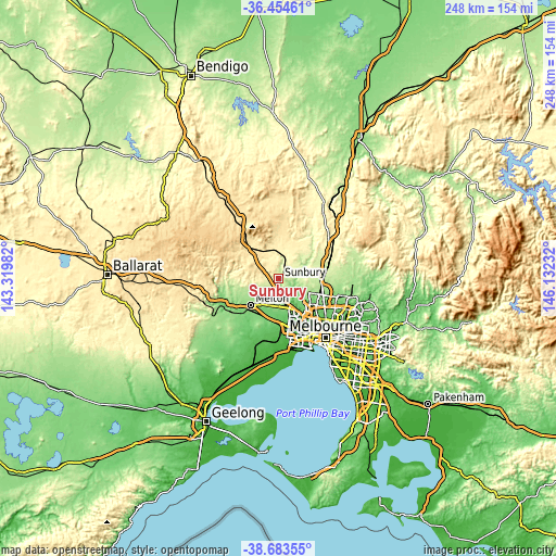 Topographic map of Sunbury
