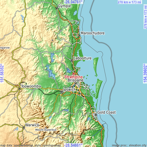 Topographic map of Strathpine