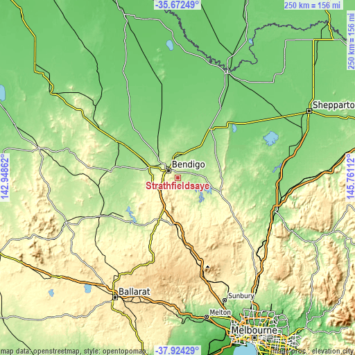 Topographic map of Strathfieldsaye