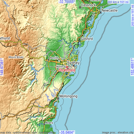 Topographic map of Strathfield
