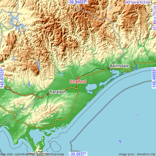 Topographic map of Stratford