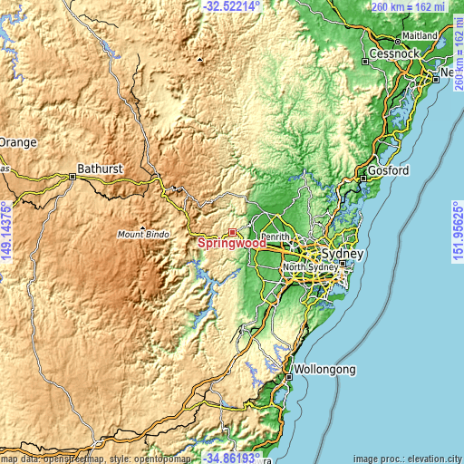 Topographic map of Springwood