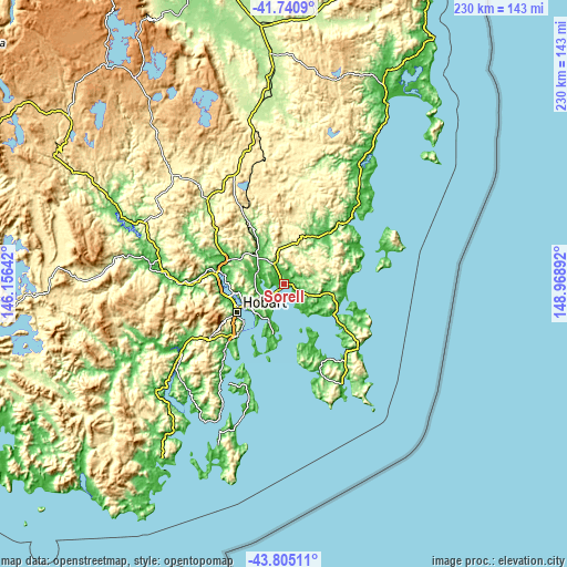 Topographic map of Sorell