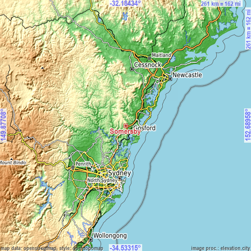 Topographic map of Somersby