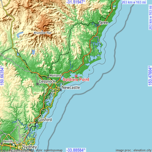 Topographic map of Soldiers Point