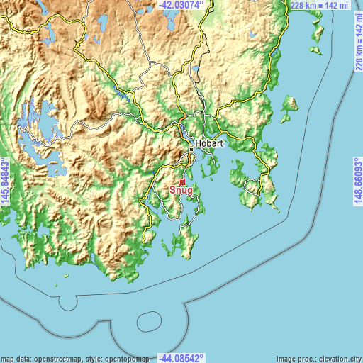 Topographic map of Snug