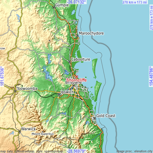 Topographic map of Shorncliffe