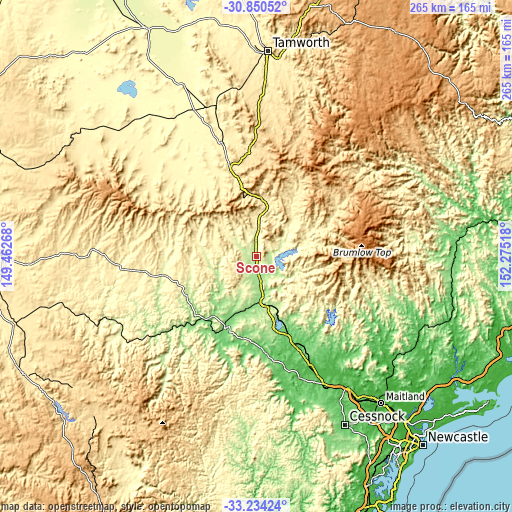 Topographic map of Scone