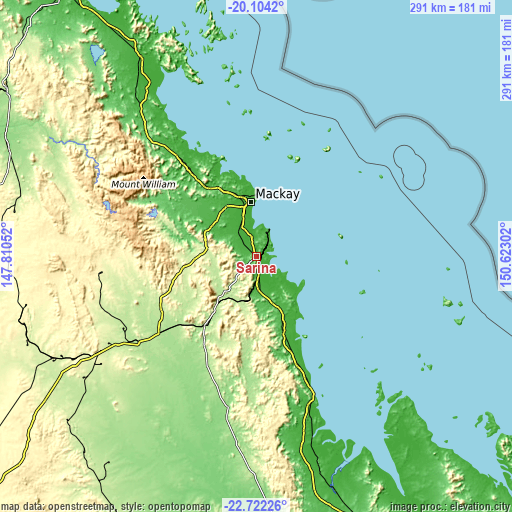 Topographic map of Sarina