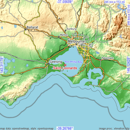 Topographic map of Saint Leonards