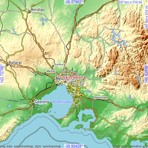 Topographic map of Saint Helena