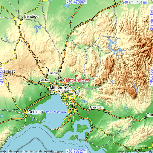 Topographic map of Saint Andrews