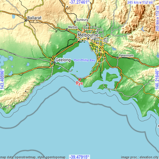 Topographic map of Rye