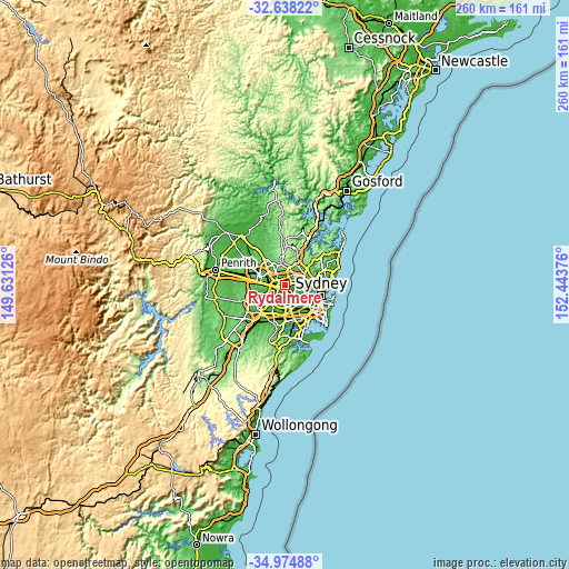 Topographic map of Rydalmere