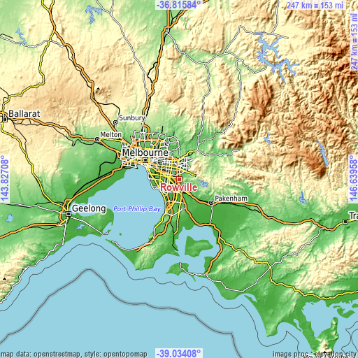 Topographic map of Rowville