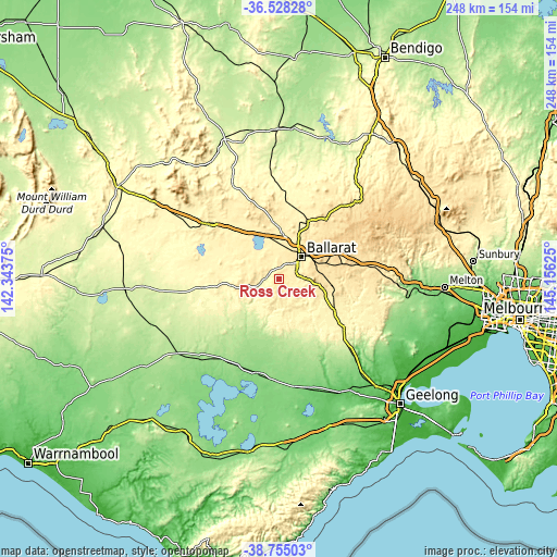 Topographic map of Ross Creek