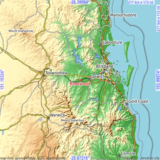 Topographic map of Rosewood