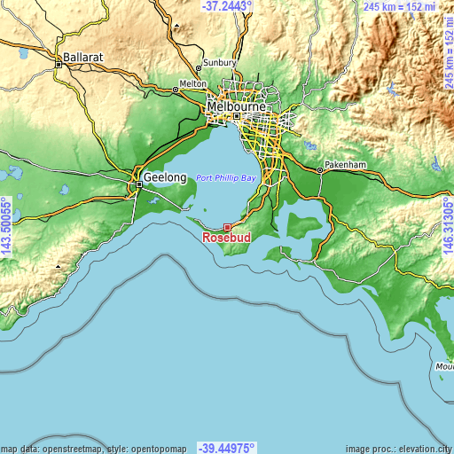 Topographic map of Rosebud