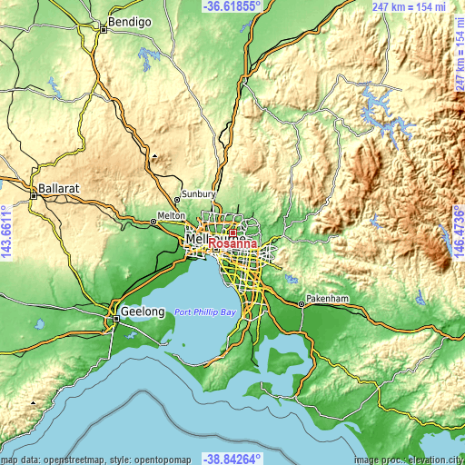 Topographic map of Rosanna