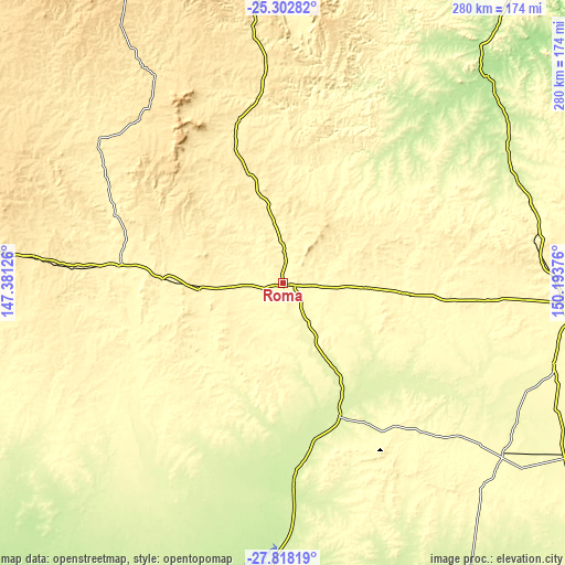 Topographic map of Roma