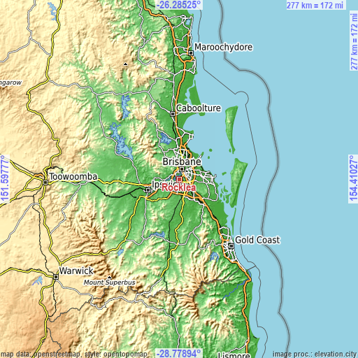 Topographic map of Rocklea