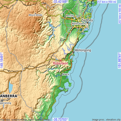 Topographic map of Robertson