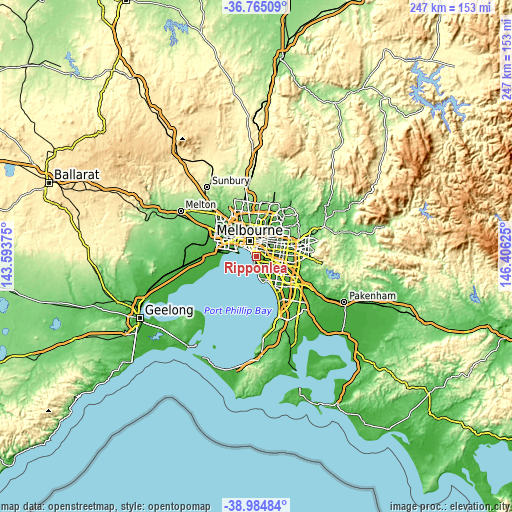 Topographic map of Ripponlea