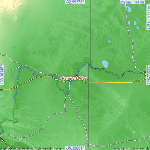 Topographic map of Renmark West