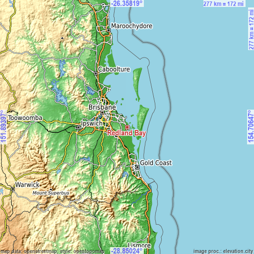 Topographic map of Redland Bay