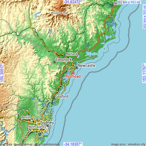 Topographic map of Redhead