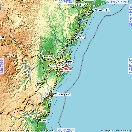 Topographic map of Redfern