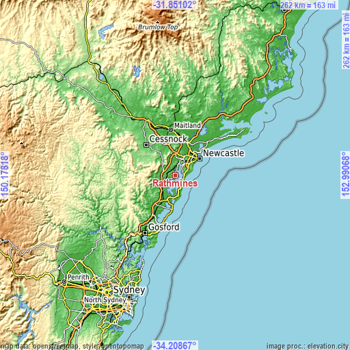 Topographic map of Rathmines