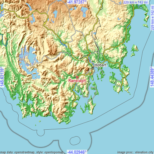 Topographic map of Ranelagh