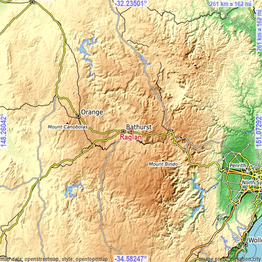 Topographic map of Raglan