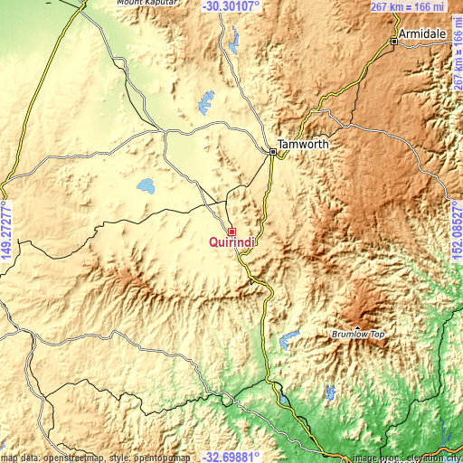 Topographic map of Quirindi