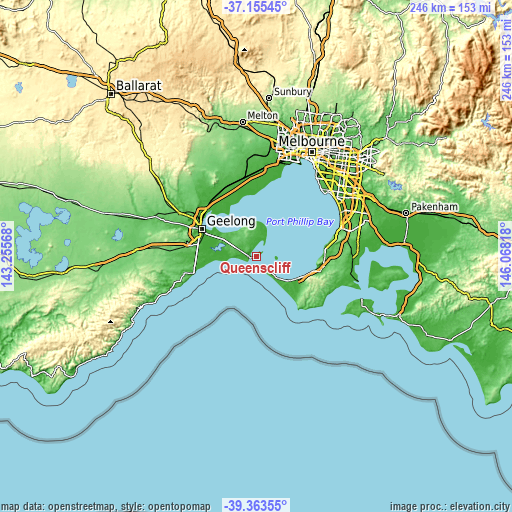 Topographic map of Queenscliff