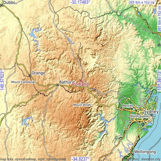 Topographic map of Portland