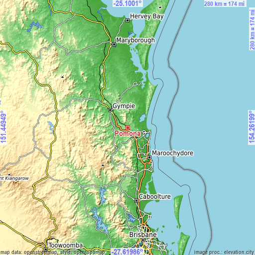 Topographic map of Pomona