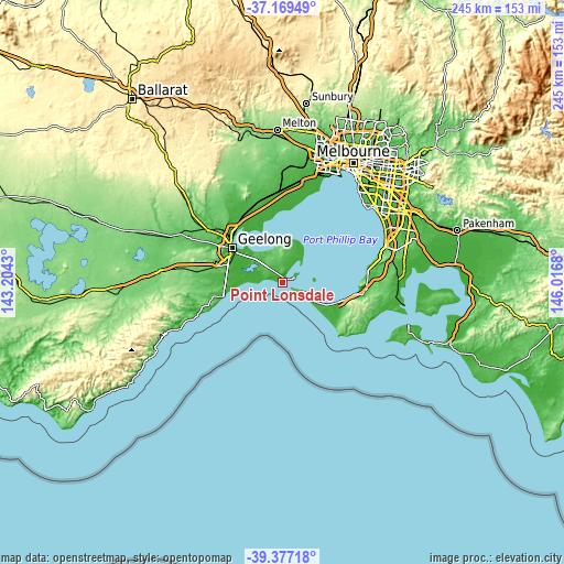 Topographic map of Point Lonsdale