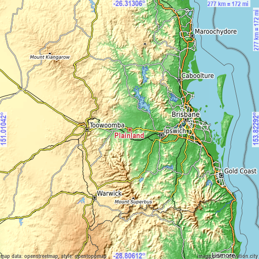 Topographic map of Plainland