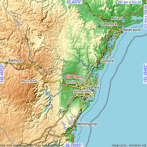 Topographic map of Pitt Town