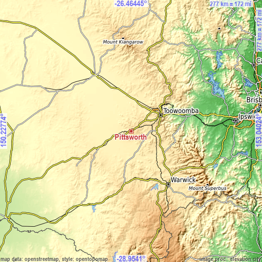 Topographic map of Pittsworth