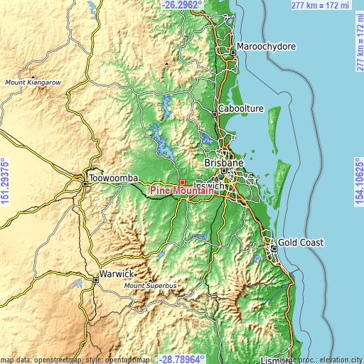 Topographic map of Pine Mountain