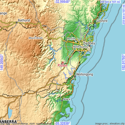 Topographic map of Picton